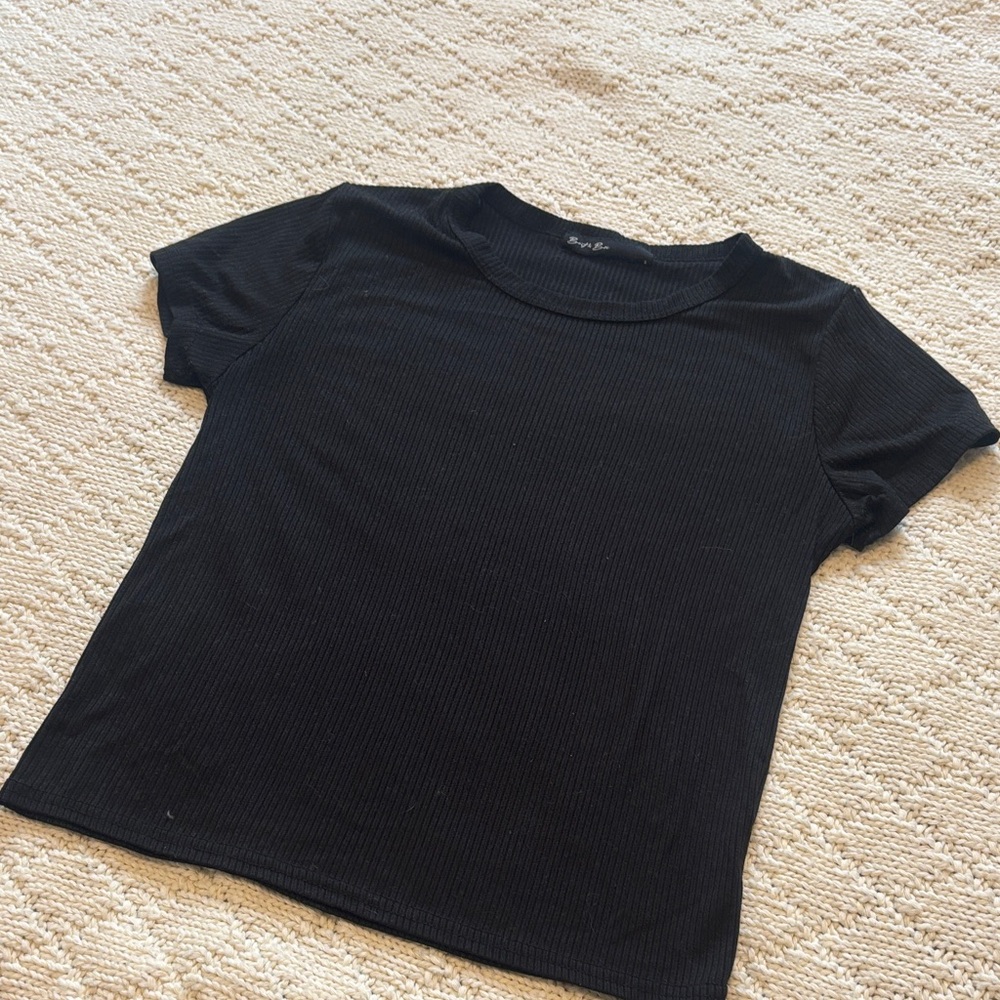 Black Ribbed T-Shirt - Picture 4 of 6